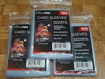 🚨 300 New Soft Penny Ultra Pro Baseball Card Poly Sleeves Fits 3x4 Toploaders🚨