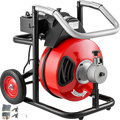 Commercial Drain Cleaner 100ft X 1/2" Sewer Snake Drain Auger Cleaning W/ Cutter