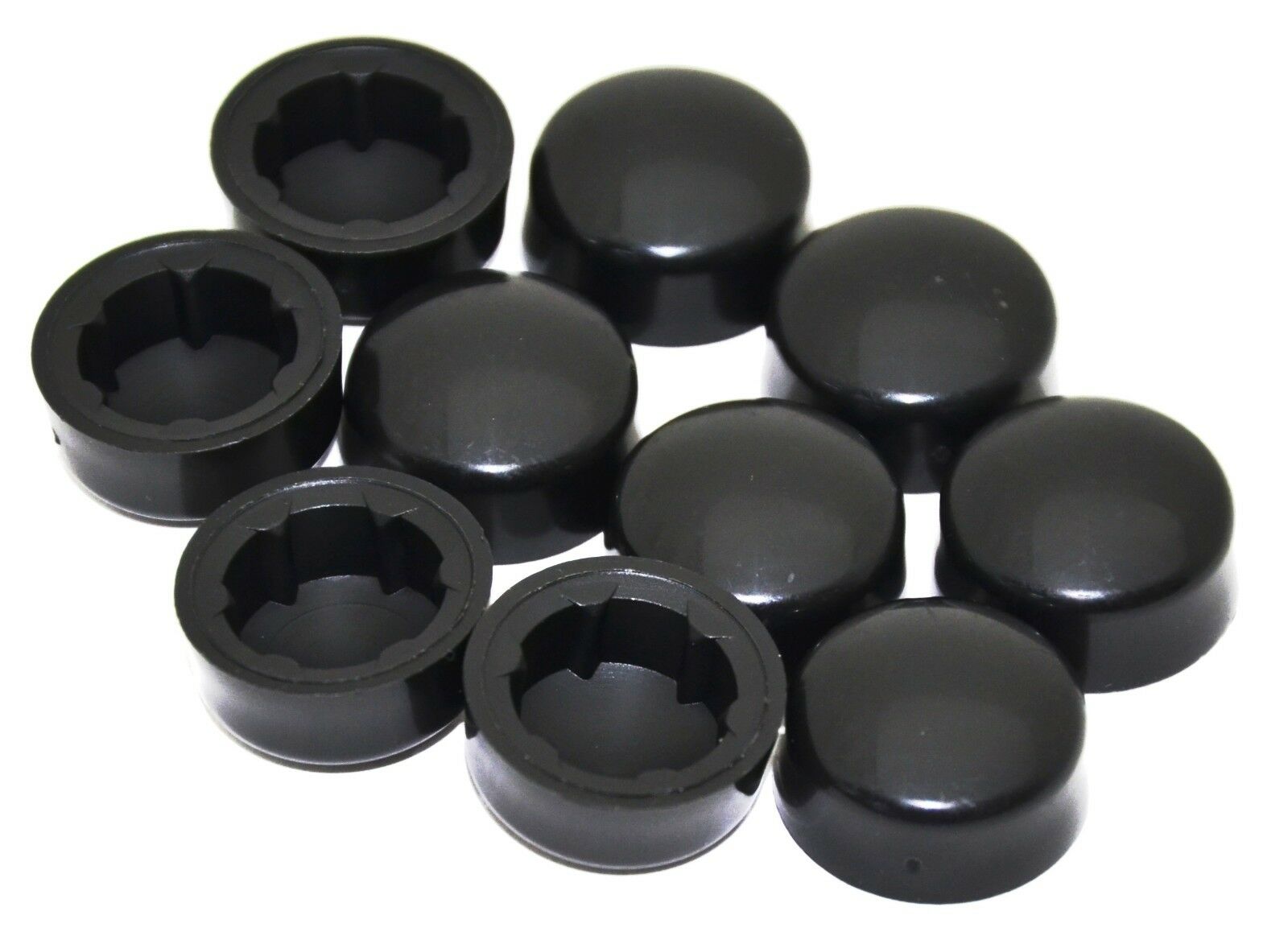 Hex Head Bolt Nut Cover(10) Dome Style 1/2 Black Plastic Finish Push On