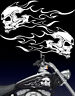 Motorcycle Flaming Fanged Skull Gas Tank Badge Vinyl Decals Fits Harley