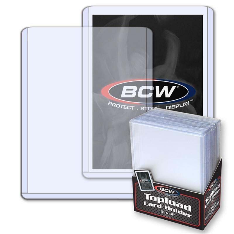 Pack /25 Bcw Hard Plastic Baseball Trading Card Topload Holders 12 Mil Protector