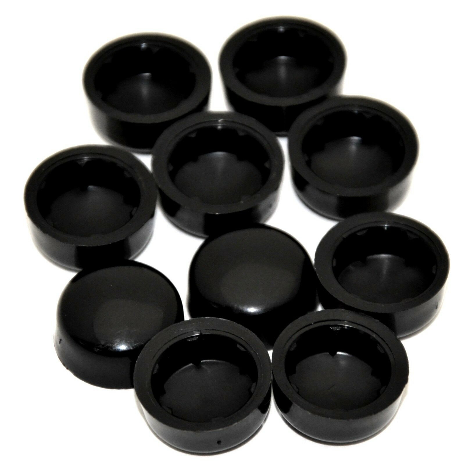 Hex Head Bolt Nut Cover(10) Dome Style 7/16" Black Plastic Finish Push On